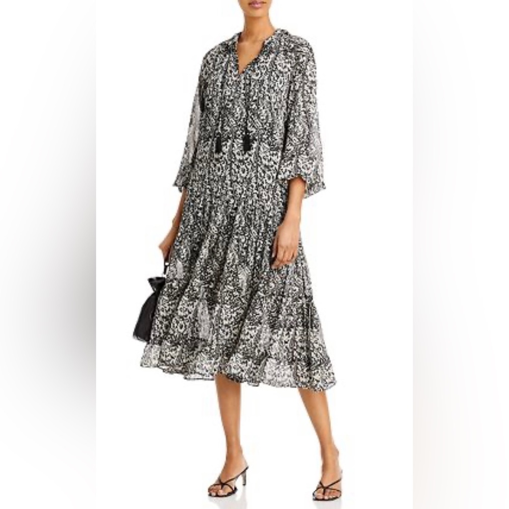 New AQUA Paisley Floral Midi Trapeze Dress Sz Small S
